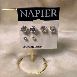 Napier Cubic Zirconia Stud Earring 3 Piece Set NWT